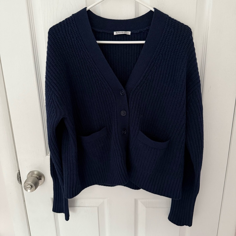 Reformation Blue Yak Wool Cardigan Sweater Size Small